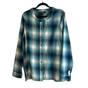 Pendleton Plaid Size Pajama Top XXL Cotton Flannel Plaid Button Up Long Sleeve